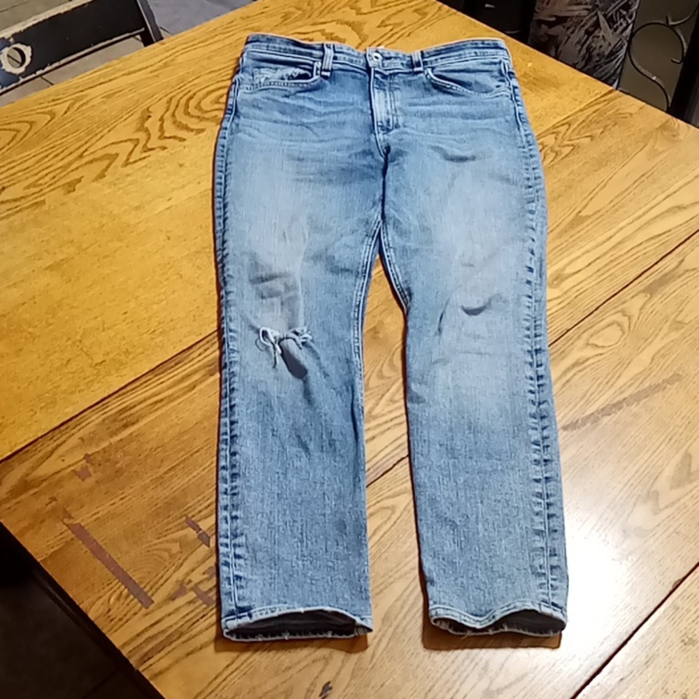 RAG & BONE 30 Womens JEANS Pants Preowned BLUE DISTRESSED NINA ANKLE Used Denim
